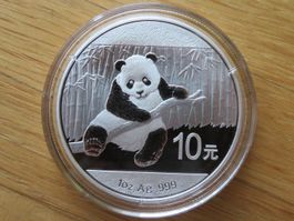 China 10 Yuan Panda Münze 2014 / 1 Unze Silber