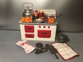 Vintage - antiker Puppenkochherd BLECH mit viel Zubehör‼️