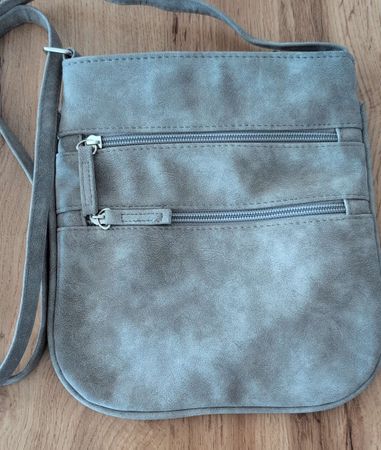 NEU Graue Umhängetasche Wildleder-Optik