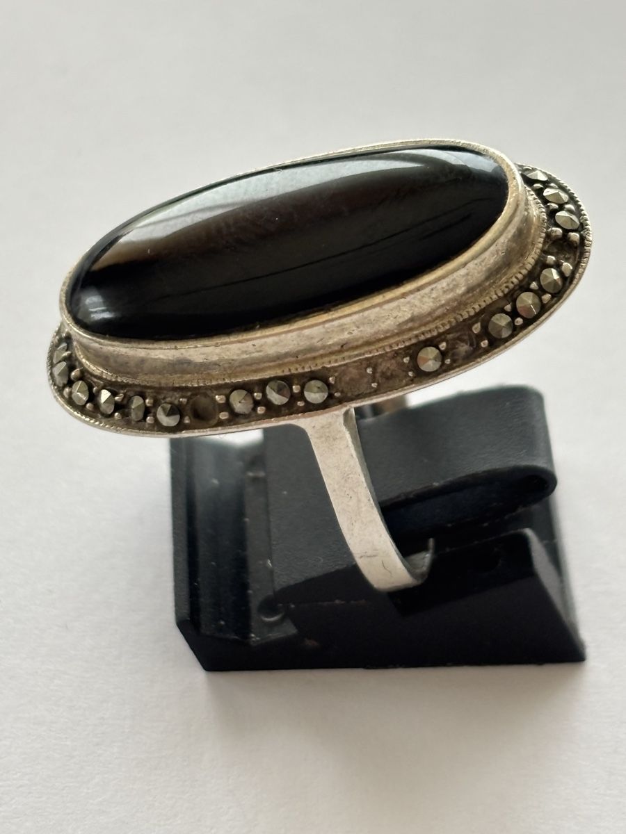 Anelli: Silberring Onyx Markasiten 925 – Usato da Langnau am Albis venduto da flusspflege 2