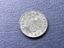1 Reichspfennig Drittes Reich 1940 D.  ungereinigt