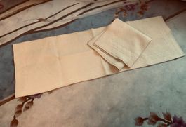 2 chemins de table jaune pâle, 100% coton, dimensions 50x150