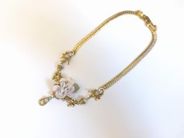 Halskette mit Blumenmotiv  goldfarben ca. 41cm