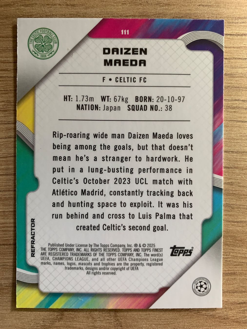 Soccer Daizen Maeda REFRACTOR Topps Finest 2025🔥 (D'occasion) à Netstal ...