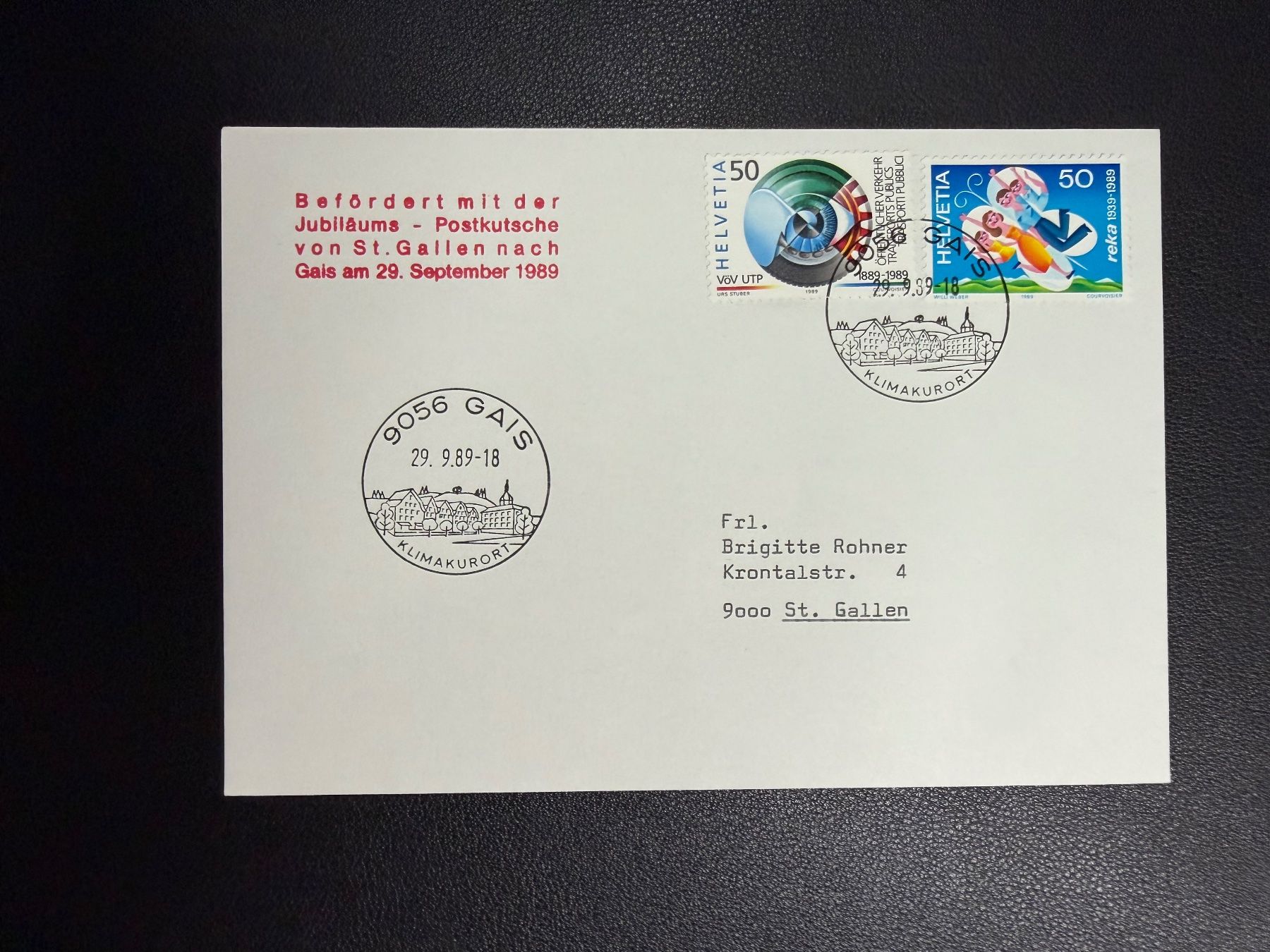 Tutti i francobolli: Brief Befördert mit der Postkutsche St. Gallen-Gais 1989 – Usato da oberrüti venduto da jeanmei