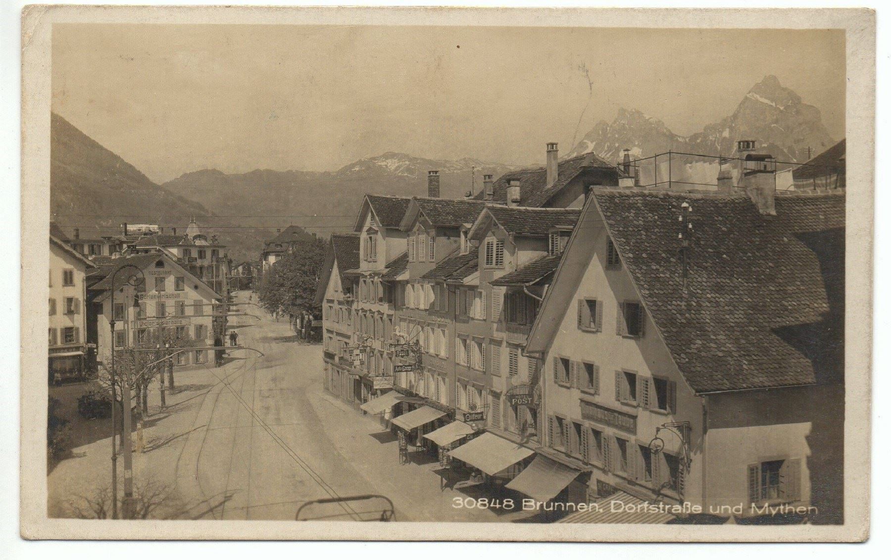 Cartoline postali: BRUNNEN Dorfstrasse, Hotel Post, Traube – Nuovo (secondo la descrizione) da Jona venduto da philajona