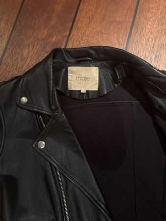 Lederjacke Maje schwarz Biker-Stil, gebrauchter Zustand