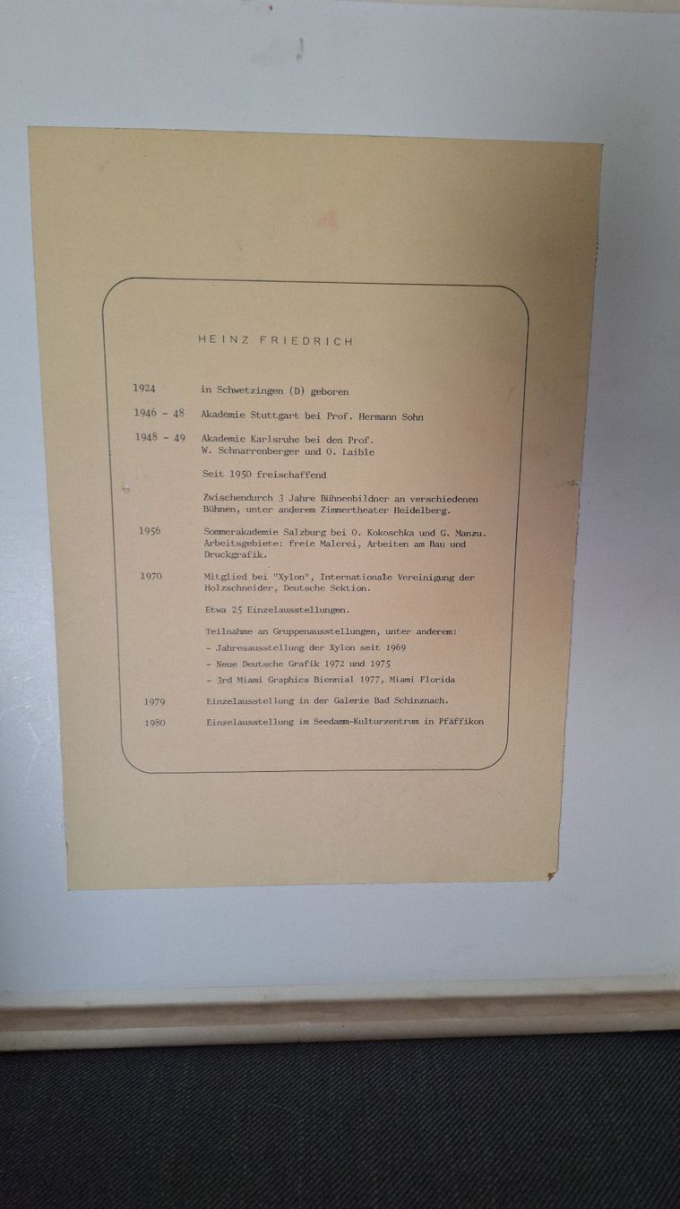 Xilografie: Heinz Friedrich - Farb Holzschnitt Stilleben – Usato da Altstätten SG venduto da GGsGameshop 4
