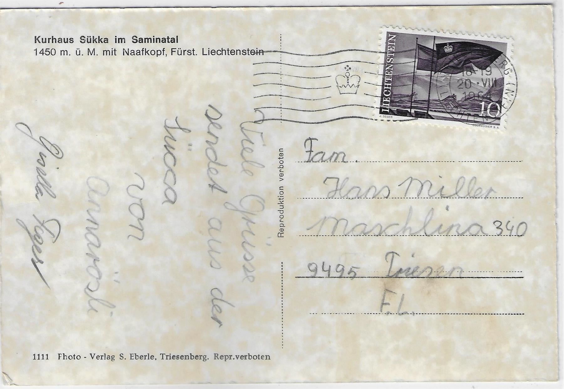 Cartoline postali: Kurhaus Sükka im Saminatal – Usato da Ettingen venduto da Kartenplanet 1