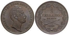 Schweden, 2/3 Skilling Banco 1855