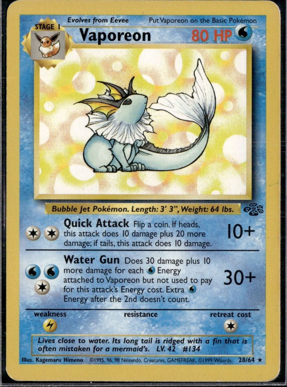 Pokémon Carte collezionabili: Vaporeon 28/64 Non-Holo – Usato da Zürich venduto da pokemon_cards