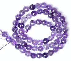 1 Strang echte natürliche Amethyst Perlen 6 mm facettiert