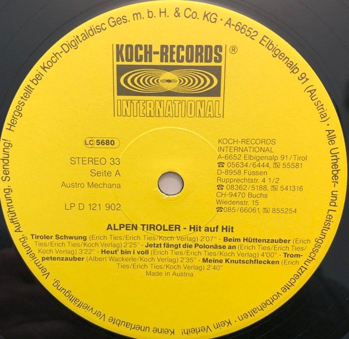 Dischi in vinile: Alpen Tiroler - Hit auf Hit – Usato da Grüningen venduto da azulmarron 2