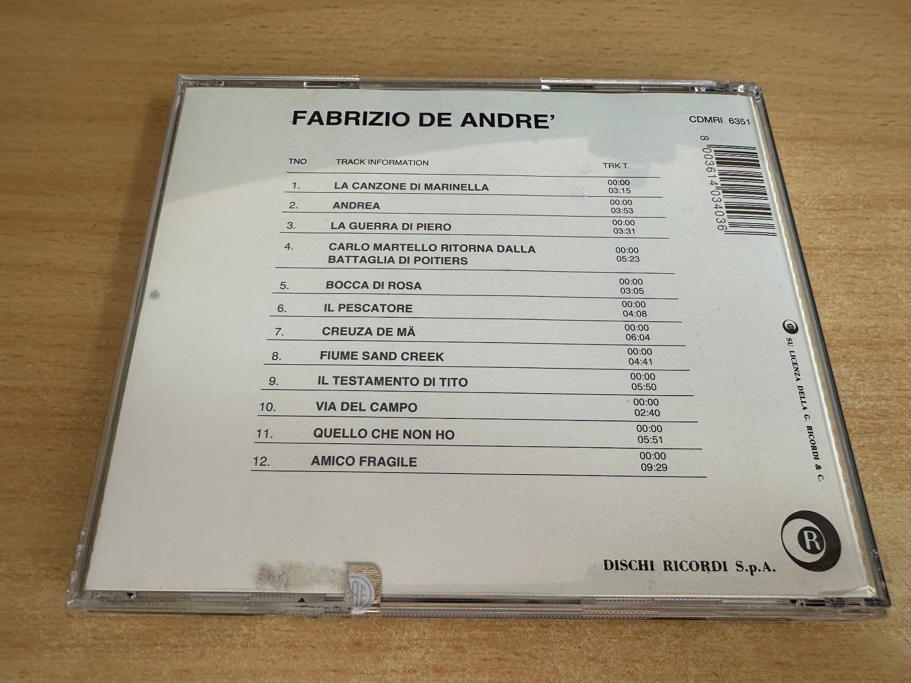 CDs: N6 Fabrizio De André – Fabrizio De André – Gebraucht aus Rikon im Tösstal von Alpenmutz 1