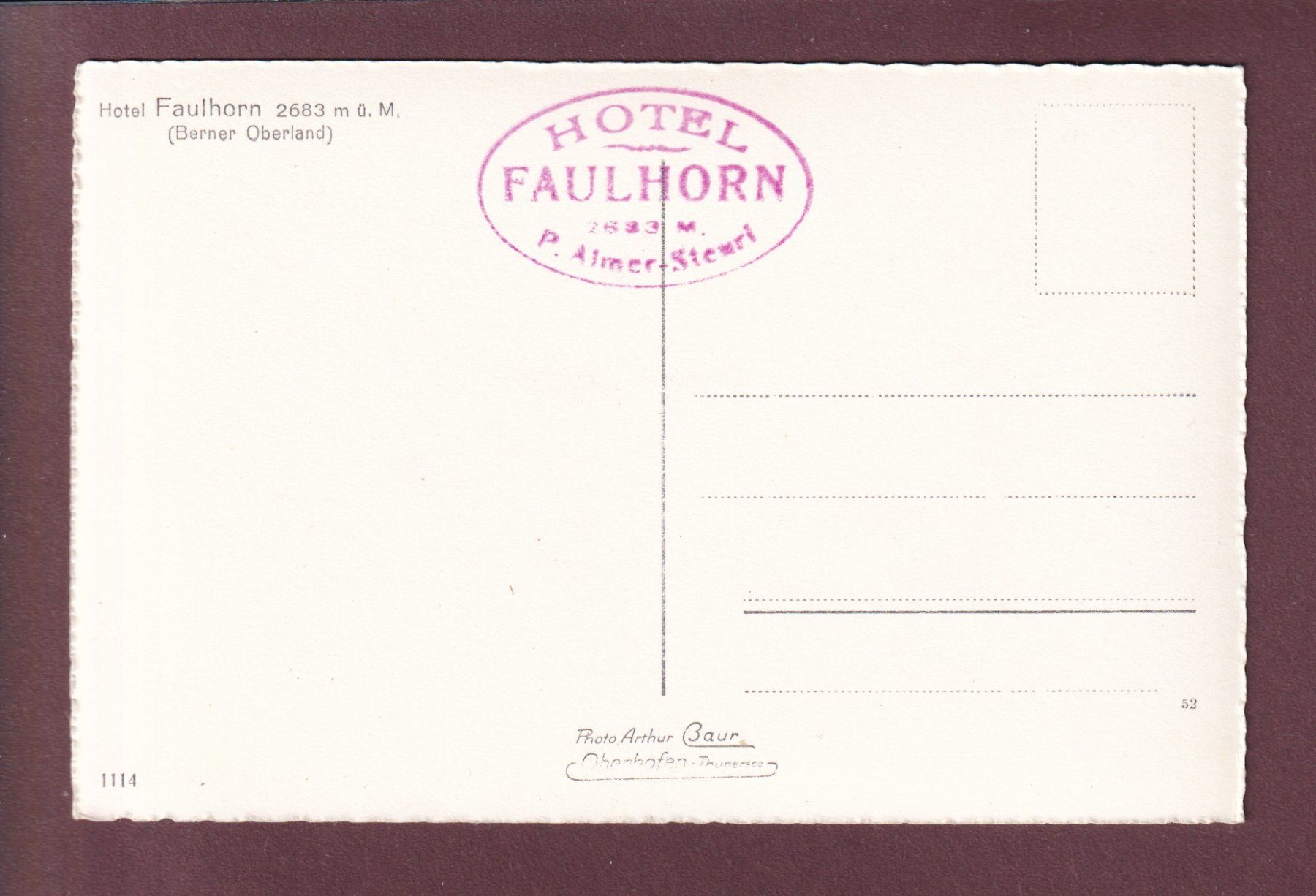 Cartoline postali: FAULHORN - Hotel – Usato da Pully venduto da nicecards 1