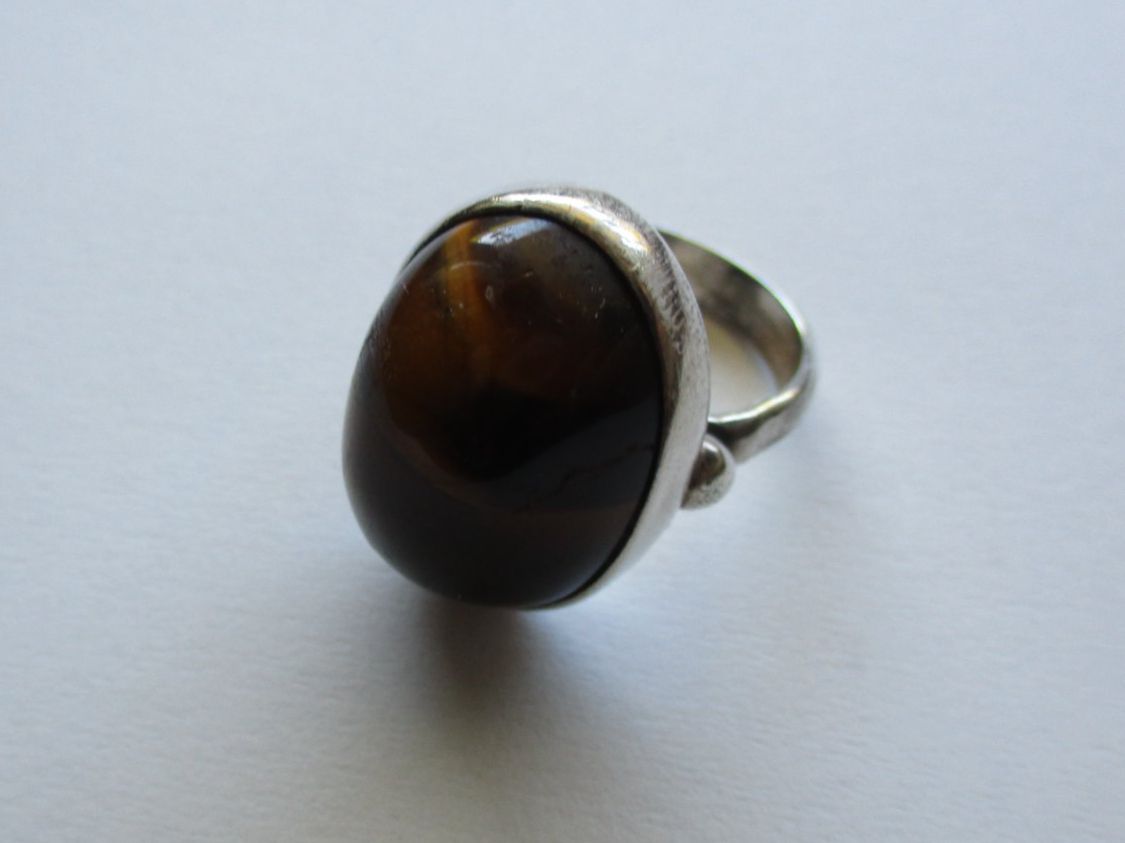 Anelli: Bague en argent 925 avec oeil de tigre – Usato da La Sarraz venduto da vic_v6kz