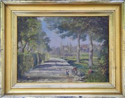 Rast am Wegesrand romantisierende Landschaftsmalerei um 1900