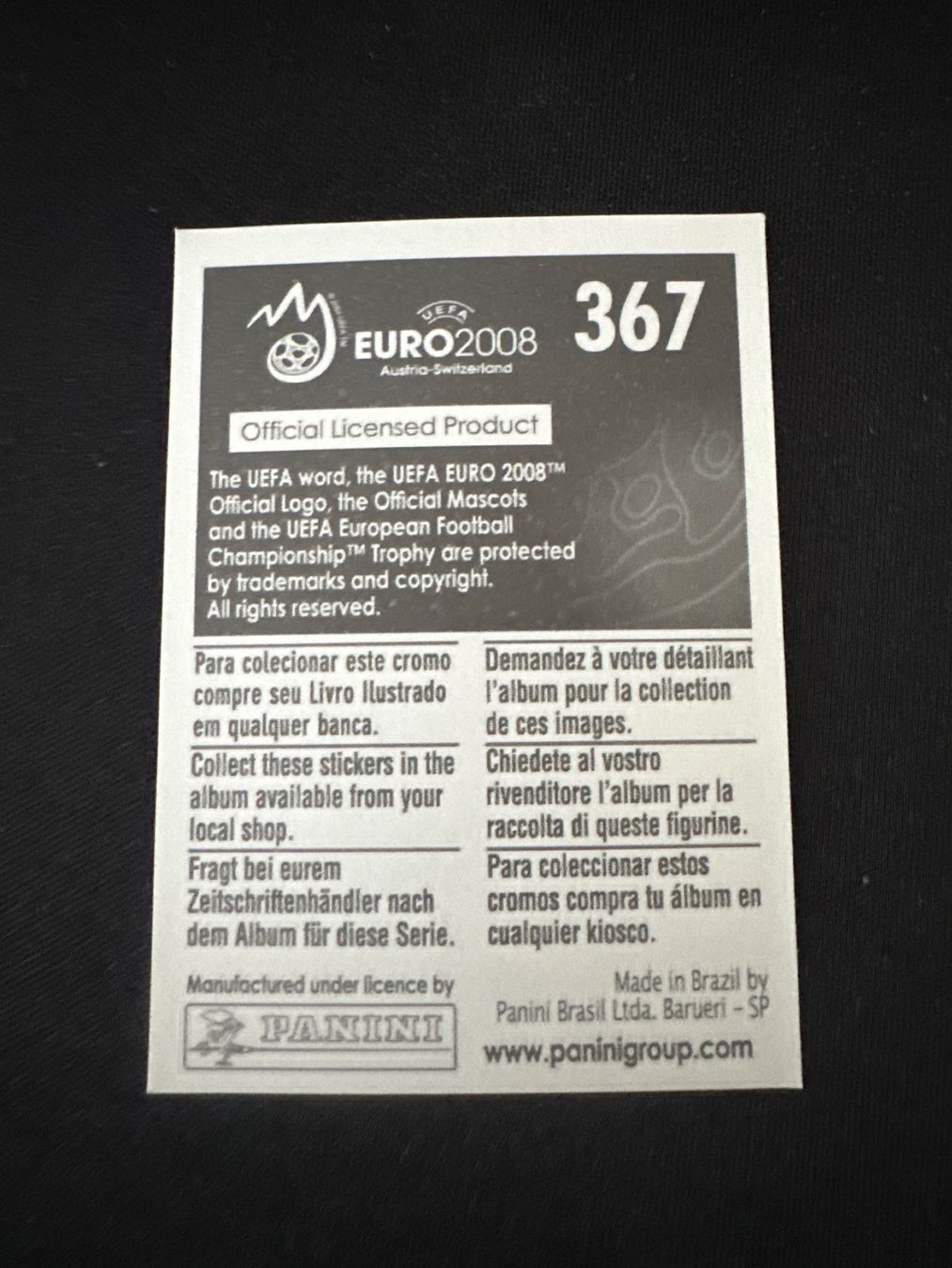 Panini Carte collezionabili: Panini UEFA EM 2008 Sticker - Nr. 367 – Usato da Sulz AG venduto da DealWerk 1