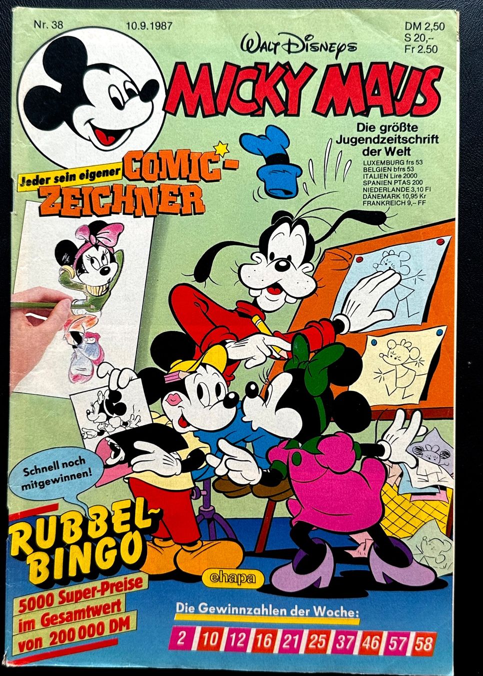 Comics: Mickey Maus Nr. 38  10.9.1987 mit Beilage – Gebraucht aus Seltisberg von quadartswiss