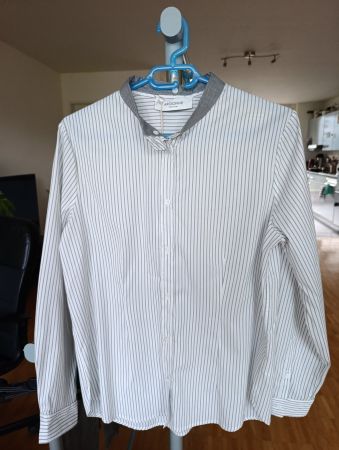 Damen Hemd weiss mit Streifen, Gr 40 Neu
