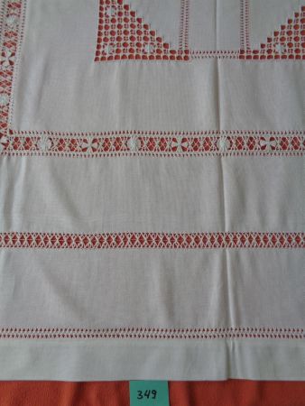 Baumwoll-Tischtuch hellbeige - Einsätze 133 cm. x 133 cm.