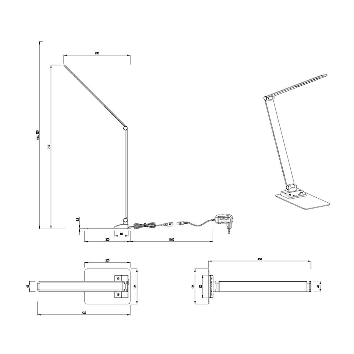 Lampade: LED Tischleuchte, Schwarz, 71 cm Höhe – Nuovo (secondo la descrizione) da Kreuzlingen venduto da Smart-Light 8