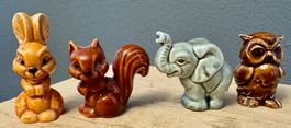 4 vintage kleine Goebel Tiere Elefant Eule Eichhörnchen Hase