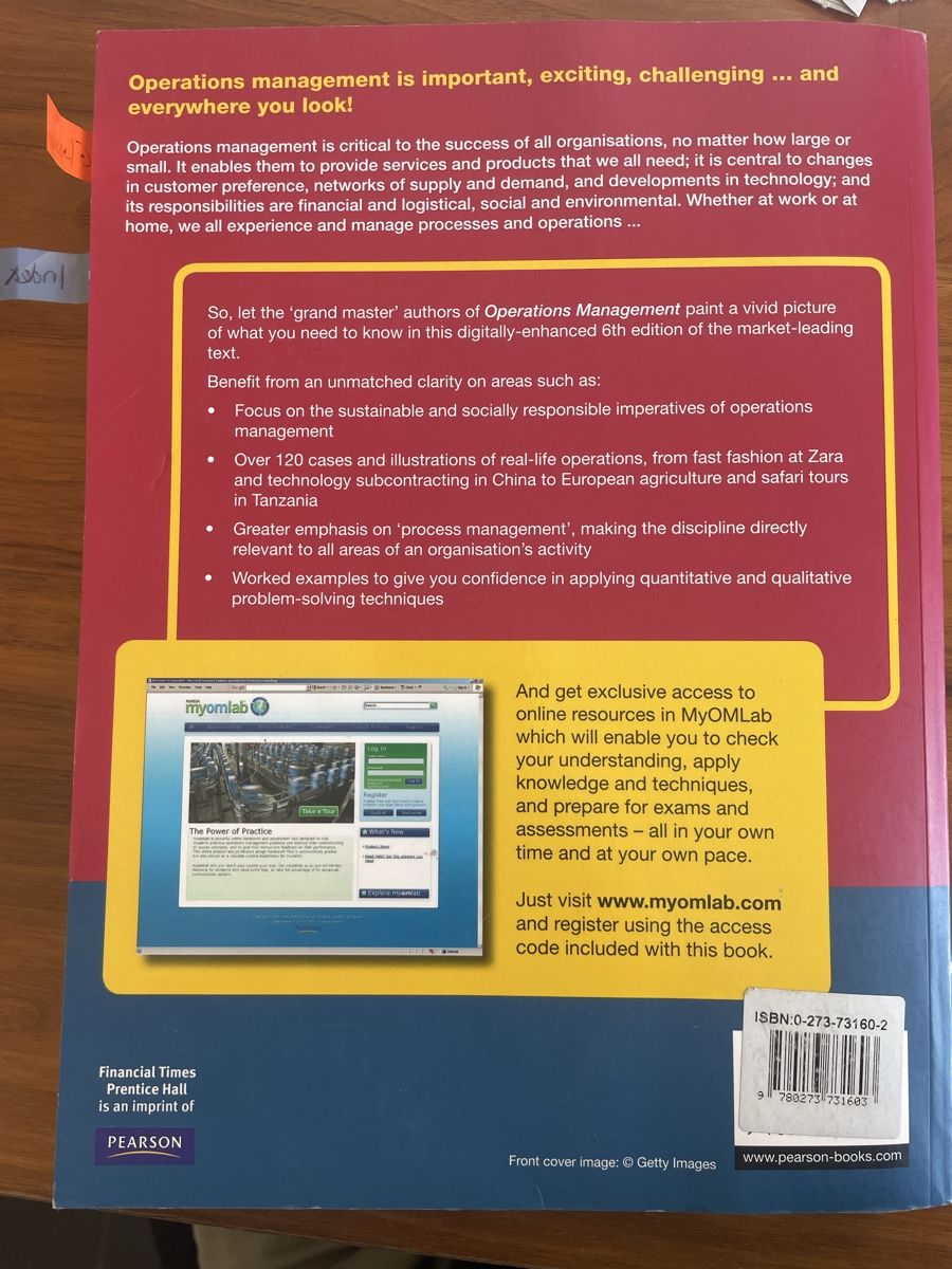 Bücher: Operations Management: N. Slack, S. Chambers, R. Johnston – Gebraucht aus Wetzikon ZH von seko1266 1