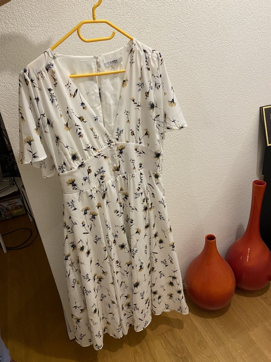 Vestiti: Robe ZaPa blanc imprimé fleurs manches courtes – Nuovo e nell'imballaggio originale da Nyon venduto da rab_vl5j 2