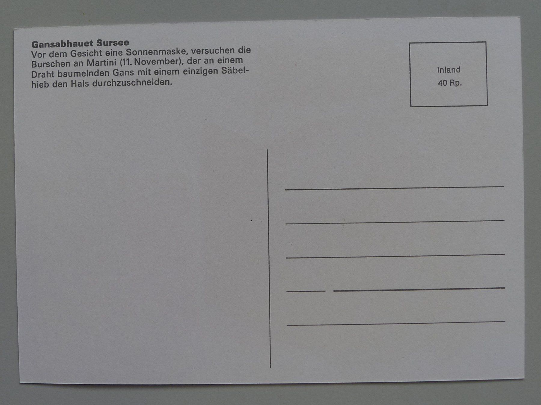 Tutti i francobolli: 1977, SURSEE Gansabhauet, verschiedene Postkarten – Usato da Sursee venduto da Luzernerraute 7