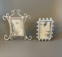2er Set Vintage Fotorahmen, Silberlook, 4,5cm x 6,5cm / 7cm
