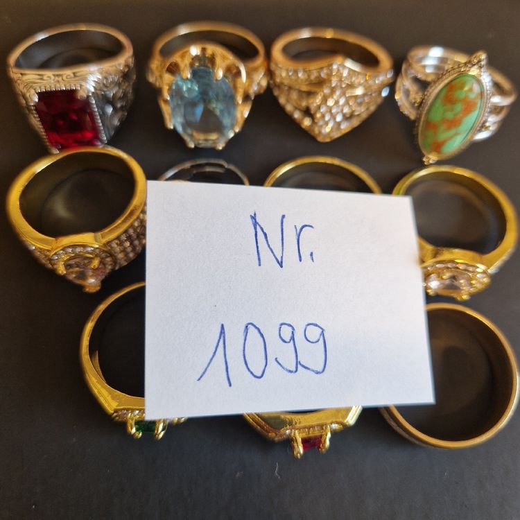 11 Ringe mit Steinen alle Neu, für Frau u. Mann (Neu (gemäss ...