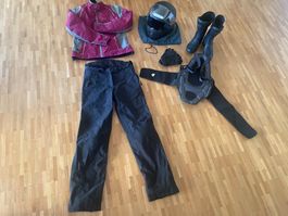 Damen Motorradbekleidung Set Grösse M dunkelrot/grau