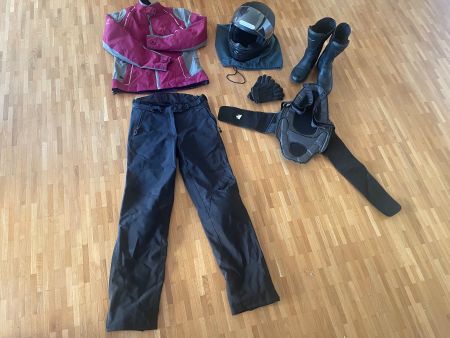 Damen Motorradbekleidung Set Grösse M dunkelrot/grau