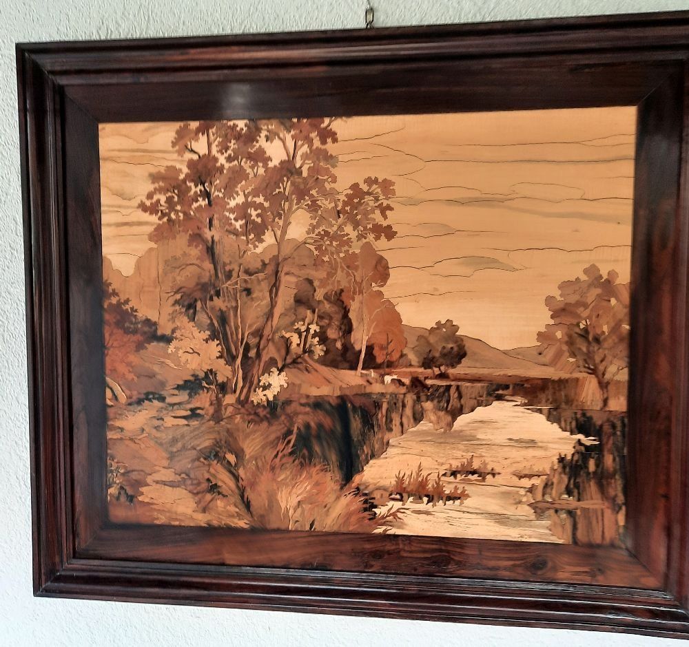 Foto & Immagini: Edles Intarsienbild, Holzkunst mit Rahmen, Herbstdeko – Usato da Eschenbach venduto da Alicekunst 5
