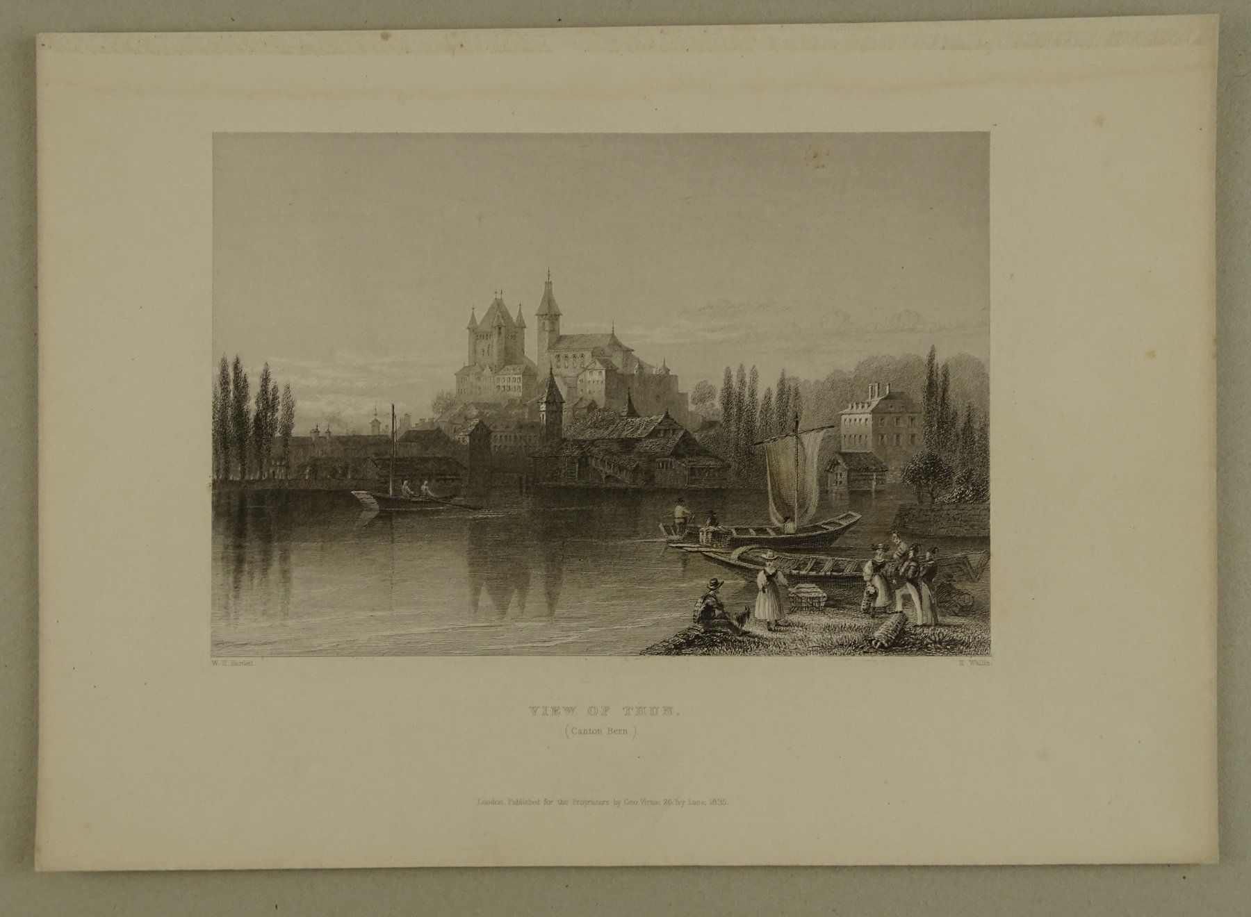 Gravures: THUN, STAHLSTICH NACH BARTLETT 1836 – D'occasion à Grüningen par Kartensammler