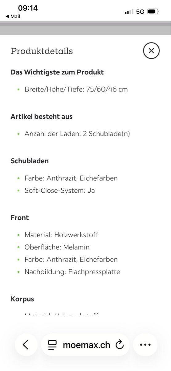 Mobili per bagno: Badunterschrank 75cm Anthrazit Eiche Front Griffe chrom Meta – Usato da Rorschach venduto da knorrelli 2