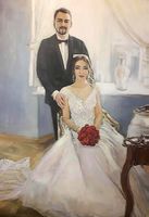 Hochzeitsporträt  handgemalt auf Leinwand