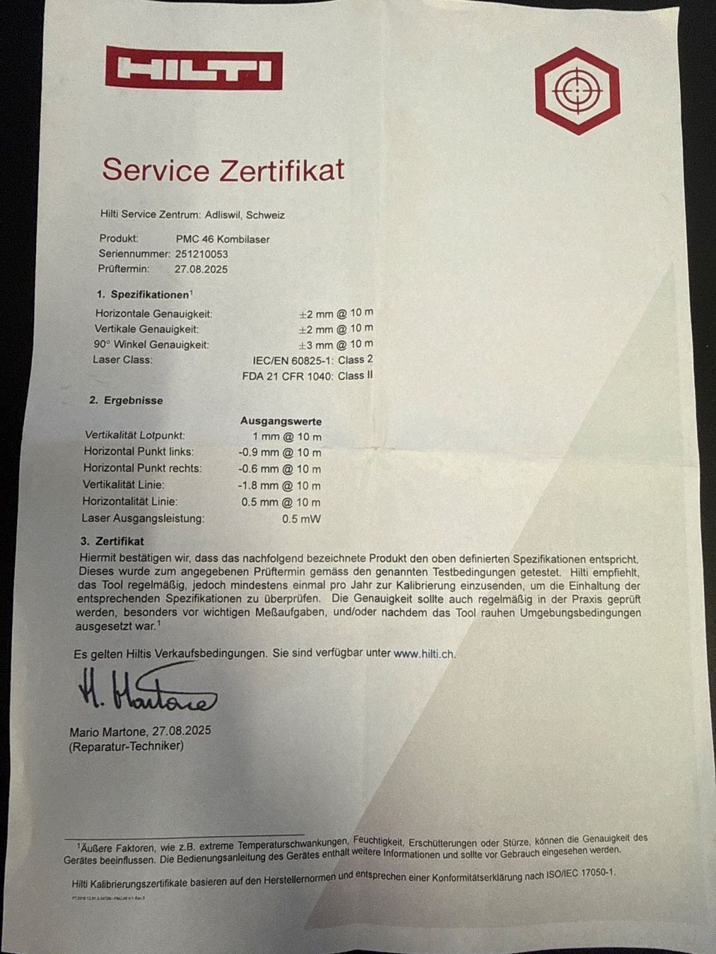 Hilti Misurare: Hilti PMC 46-2 Nivellierlaser – Usato da Langnau i.E. venduto da Ke.Bex 4