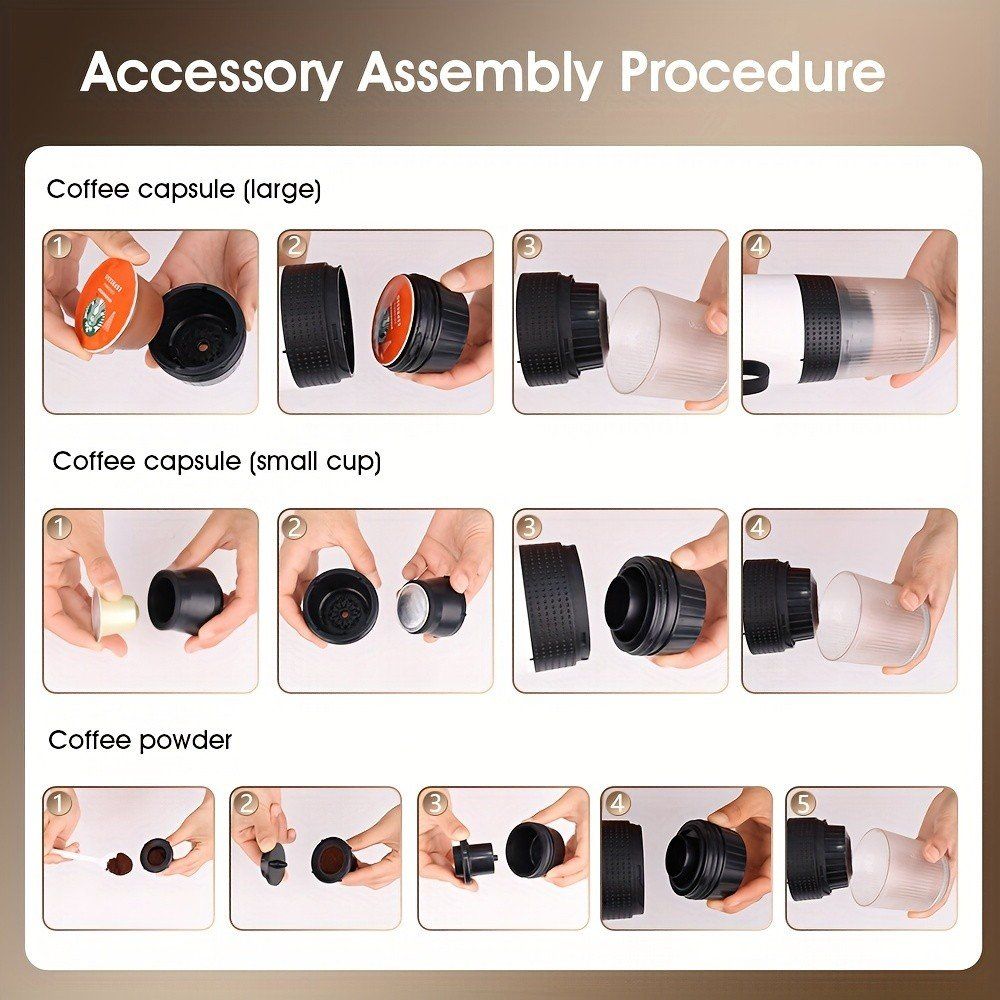 Macchine per caffè & Macchine per espresso: Kaffeemaschine tragbar Espressomaschine Akku USB Kaffeepad – Nuovo e nell'imballaggio originale da Genève venduto da Top-Trend 6