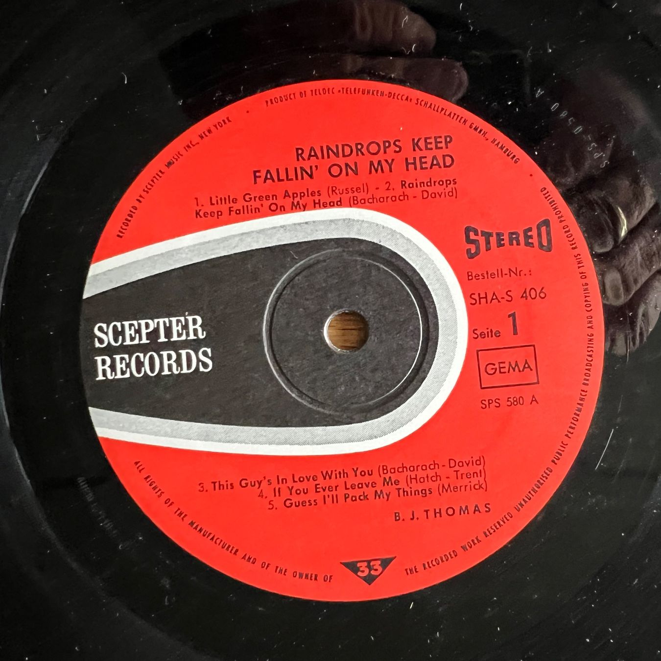 Schallplatten: B.J. Thomas - Raindrops Keep Fallin' On My Head / 1. D 1969 – Gebraucht aus Gais von soundcave57 3