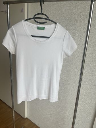 BENETTON 2x Strickshirt weiss Gr 34/36 NP:90-.