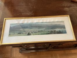 Landschaftsbild Panoramadruck gerahmt gebrauchter Zustand