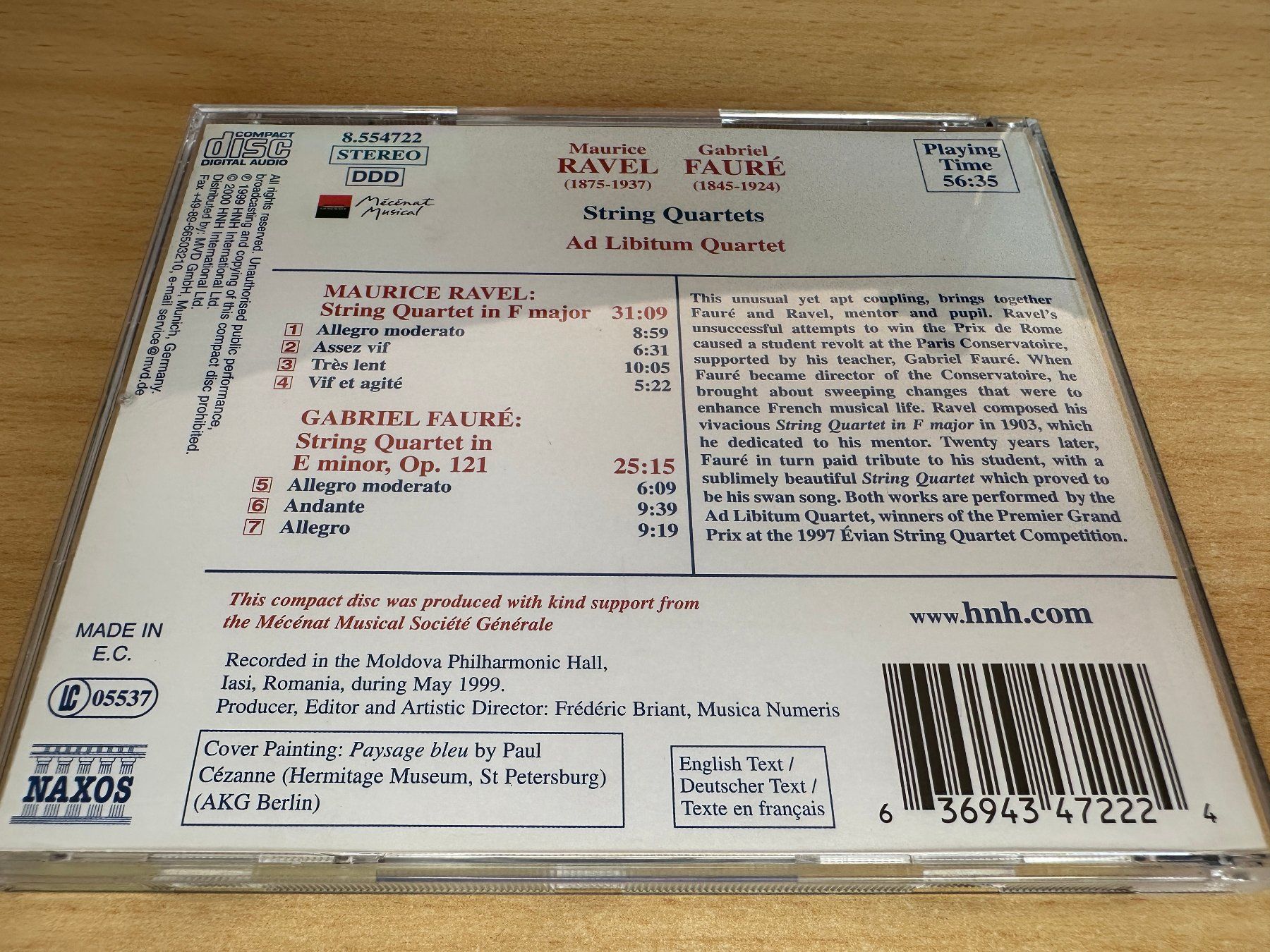 CD: Ravel · Fauré - Ad Libitum Quartet – String Quartets – Usato da Rikon im Tösstal venduto da Alpenmutz 1