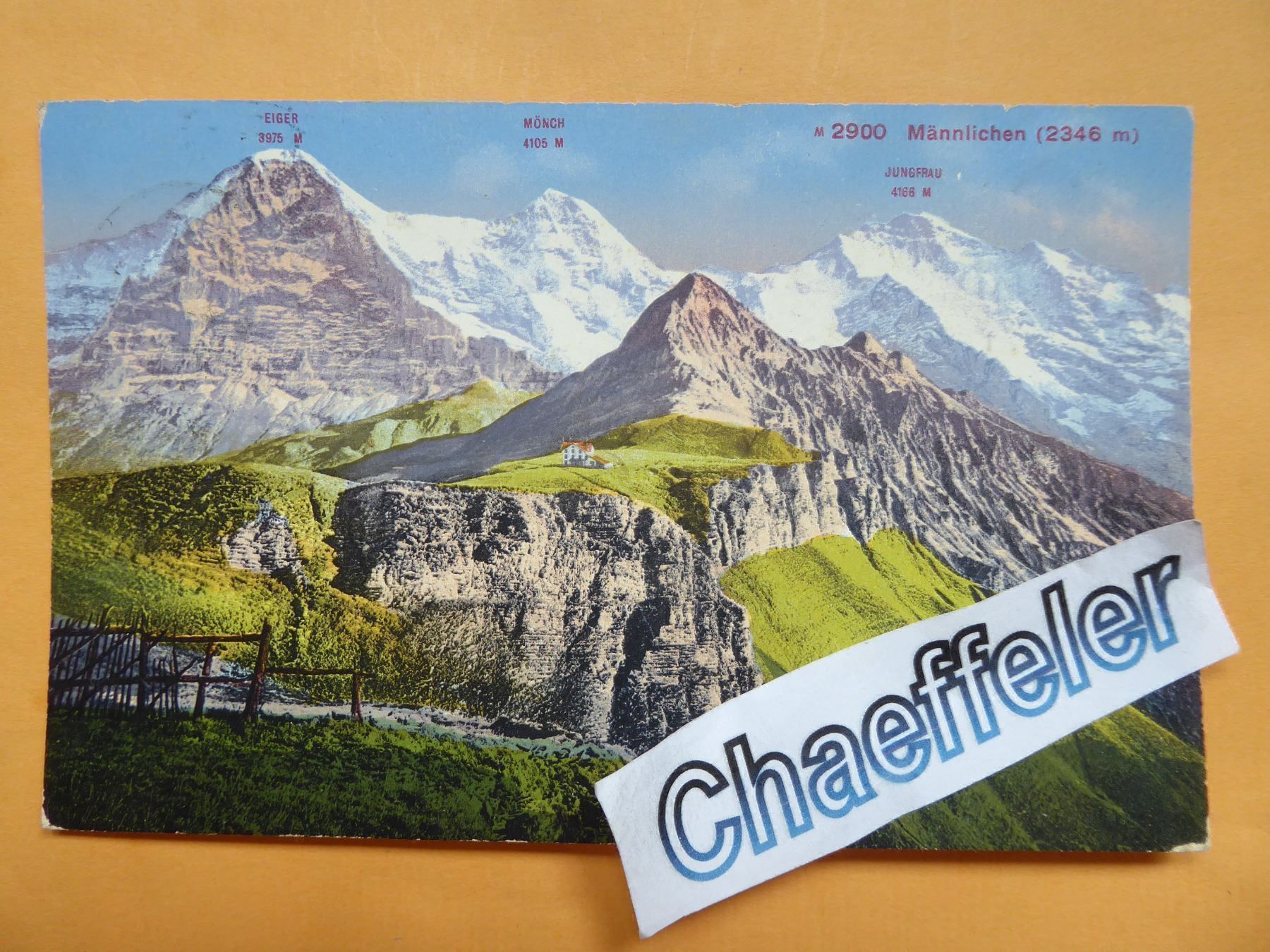 Cartoline postali: 1920 Eiger, Mönch & Jungfrau, Männlichen – Usato da Zürich venduto da Chaeffeler