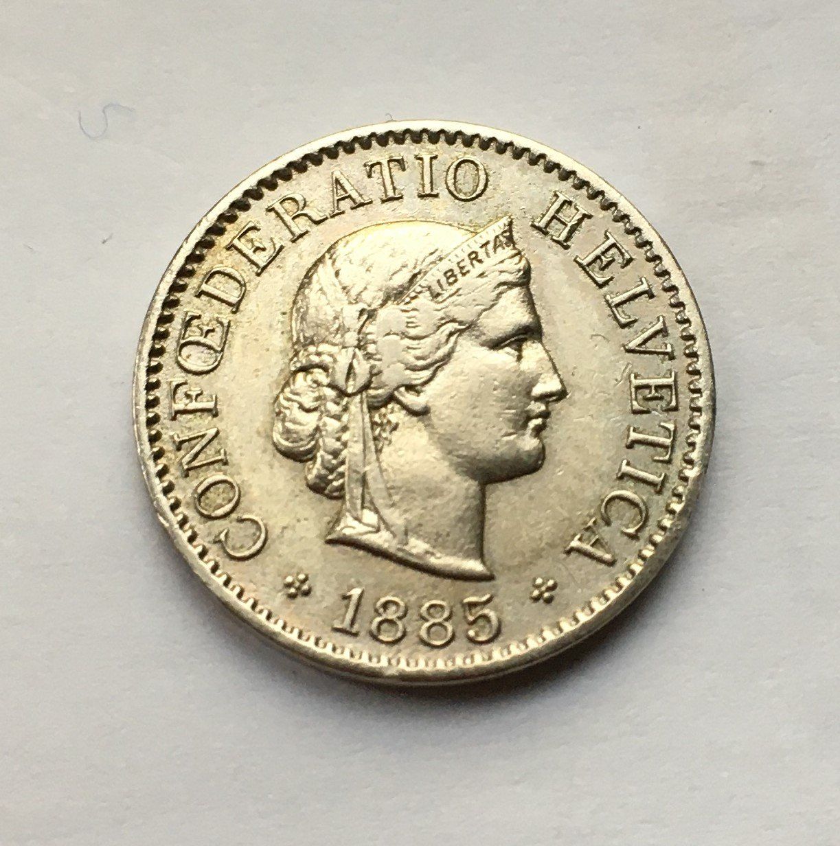 Tutti le monete: 1885 5 Rappen vz – Usato da Kirchberg SG venduto da Helveticus00