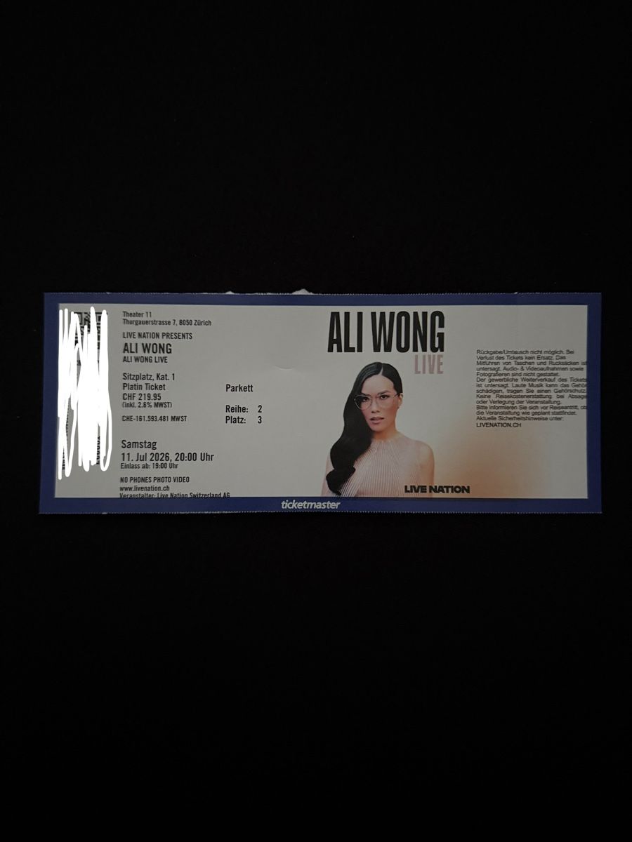 Biglietti: Ticket - Ali Wong Live, 11.07.2026 – Nuovo e nell'imballaggio originale da Wetzikon ZH venduto da Prime20