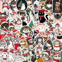 50 Aufkleber Sticker - Weihnachtskatzen - Katzen