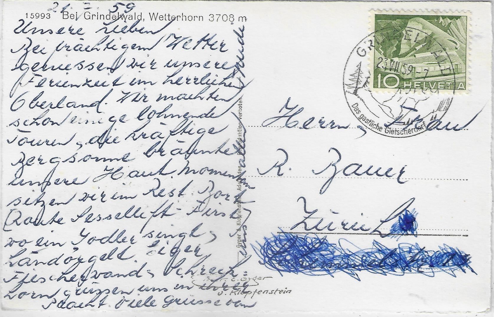Cartoline postali: Bei Grindelwald mit Wetterhorn – Usato da Ettingen venduto da Kartenplanet 1