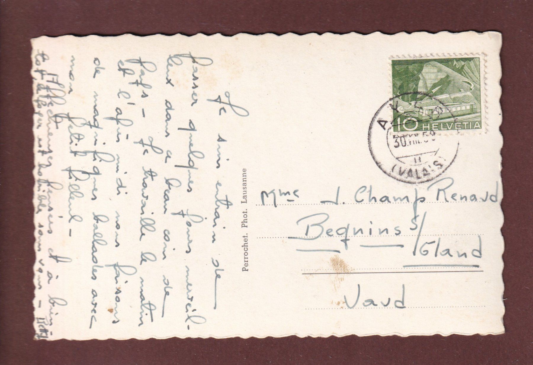 Cartoline postali: VAL D'ANNIVIERS - Besso - 1950 – Usato da Pully venduto da nicecards 1